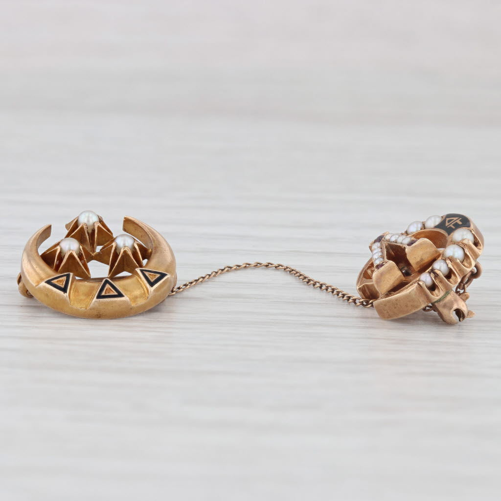 Light Gray Vintage Sweetheart Badges Tri Delta Lambda Chi Alpha 14k Gold Pearl Garnet