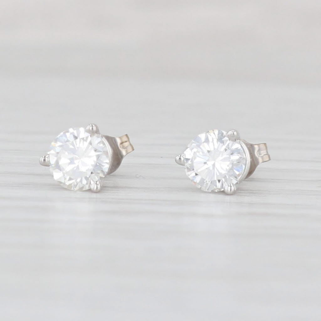 Light Gray 0.80ctw Round Solitaire Diamond Stud Earrings 14k White Gold