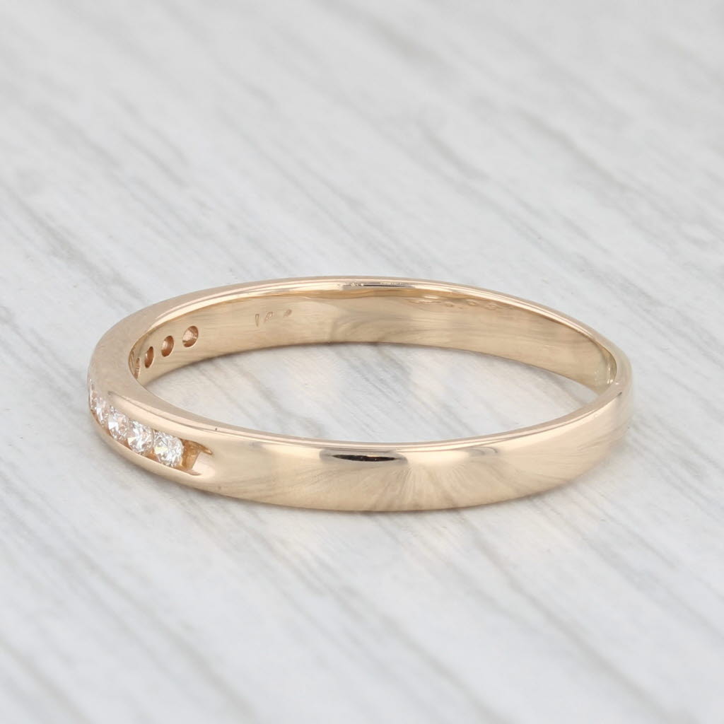 Light Gray 0.15ctw Diamond Wedding Band 14k Yellow Gold Size 8 Stackable Anniversary Ring