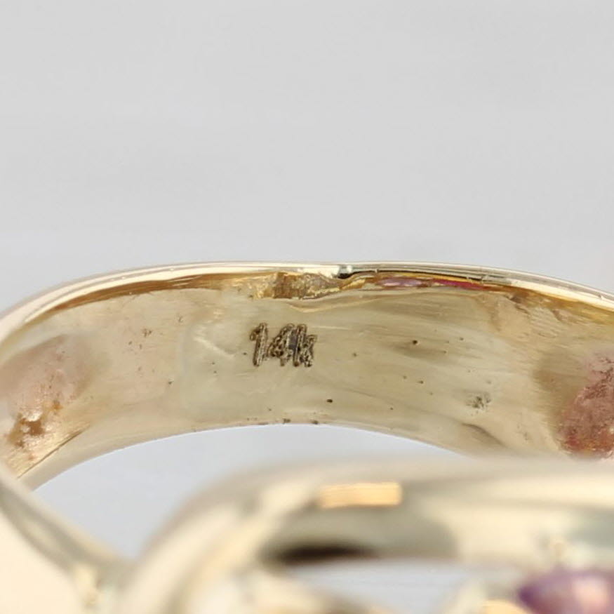 Gray Gemstone Ring 14k Gold Cubic Zirconia Lab Created Ruby Spinal Sapphire
