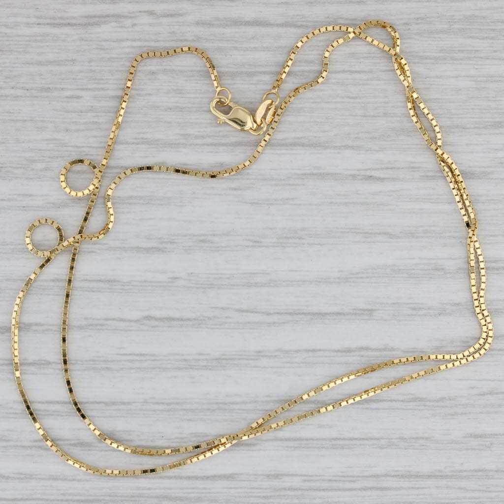 New Box Chain Necklace 10k Yellow Gold 20" 0.9mm