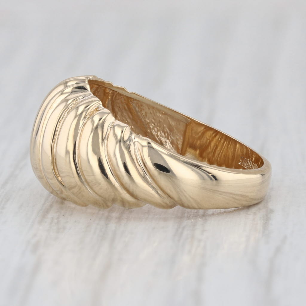 Domed Beveled Croissant Ring 14k Yellow Gold Size 6.25