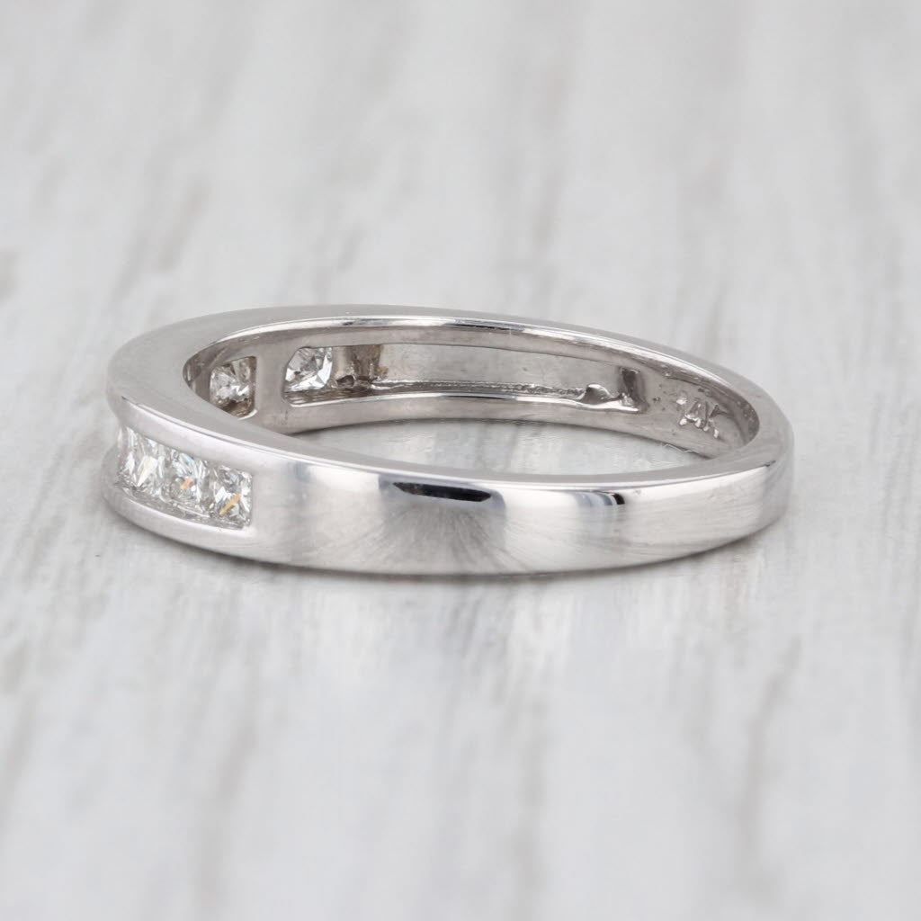 0.53ctw Diamond Princess Channel Set Wedding Band 14k White Gold Size 6 Ring
