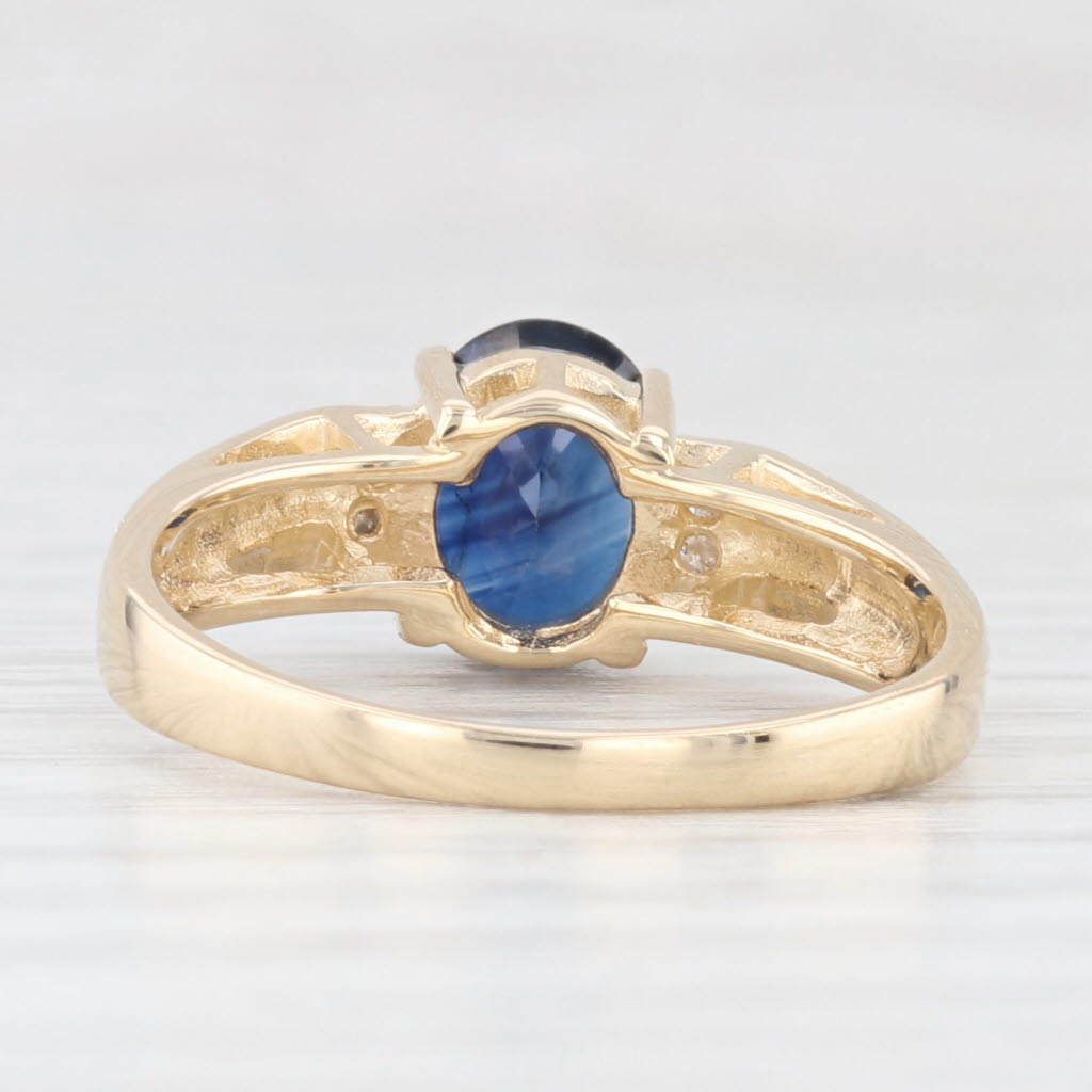 Antique White 1.08ctw Oval Blue Sapphire Diamond Ring 14k Yellow Gold Size 7