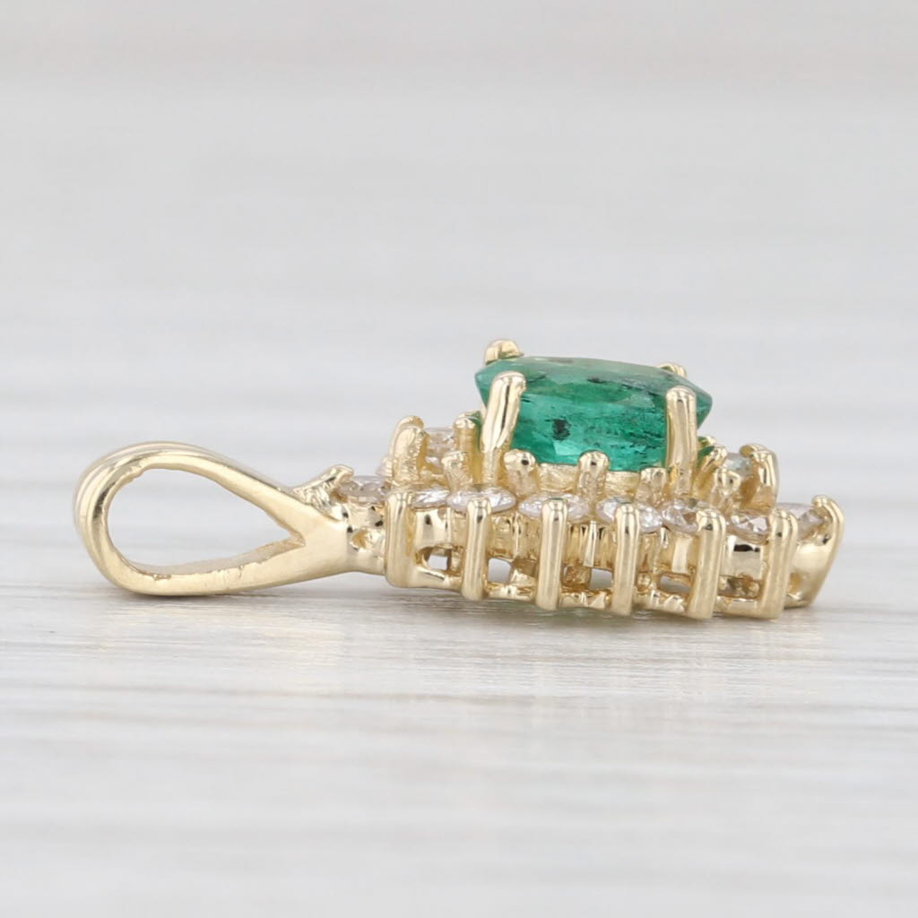 Light Gray 0.65ctw Emerald Diamond Halo Pendant 14k Yellow Gold