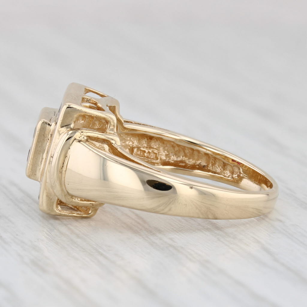 Light Gray 0.64ctw Ruby Diamond Halo Ring 14k Yellow Gold Size 6