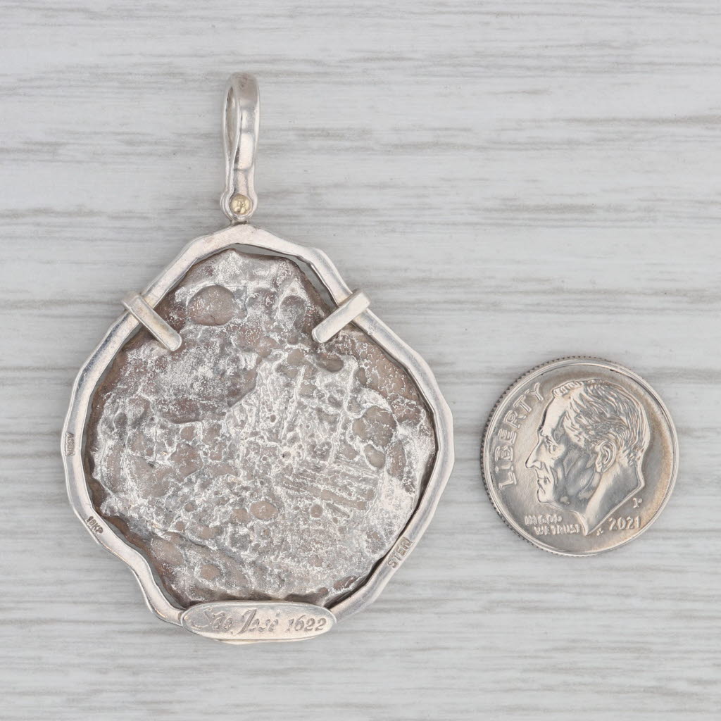 Gray Sao Jose Shipwreck Piece of 8 Coin Pendant Sterling Silver Treasure