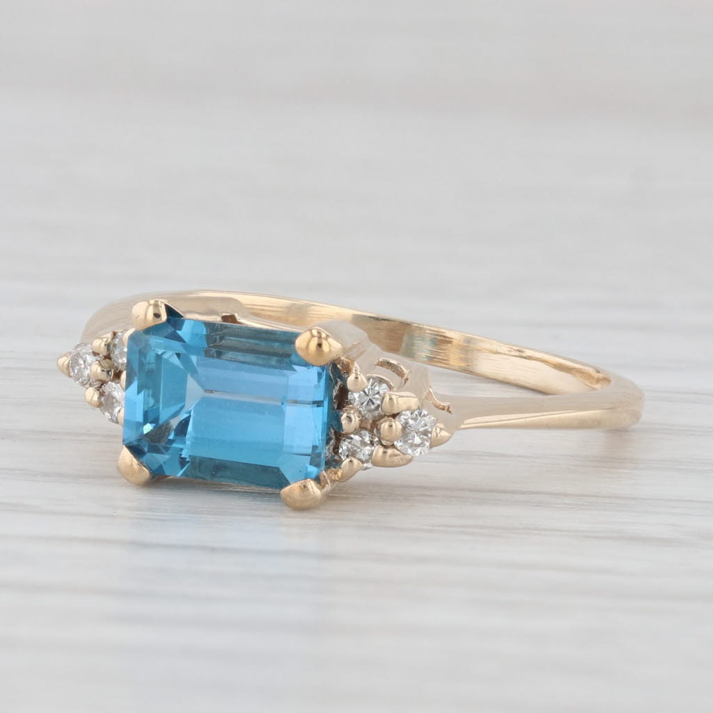 Light Gray 2.12ctw Blue Topaz Diamond Ring 10k Yellow Gold Size 8.5