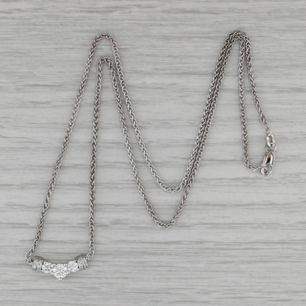 0.65ctw Diamond Pendant Necklace 14k White Gold 18.5" Wheat Chain