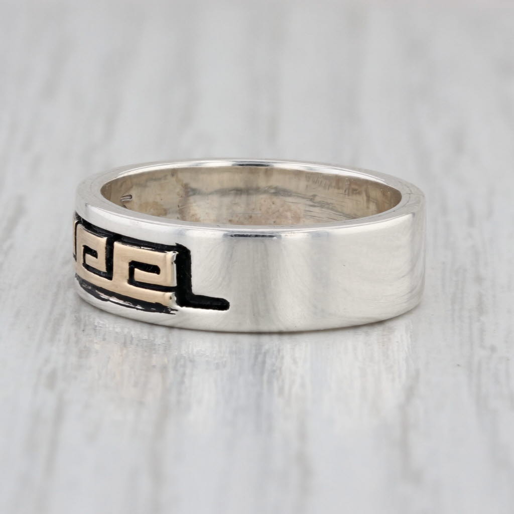 2-Toned Greek Key Ring Sterling Silver 14k Gold P. Skeet Navajo Native American