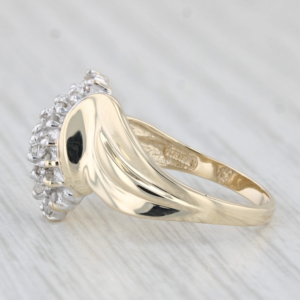 Light Gray 0.23ctw Diamond Cluster Bypass Ring 10k Yellow Gold Size 6.75