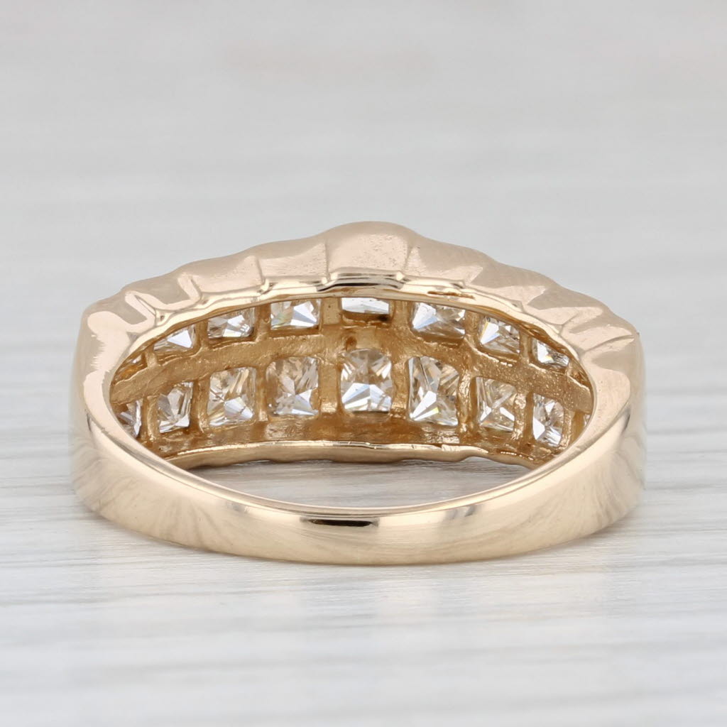 Light Gray 1.80ctw Princess Diamond Tiered Ring 14k Yellow Gold Size 6.5 Stackable