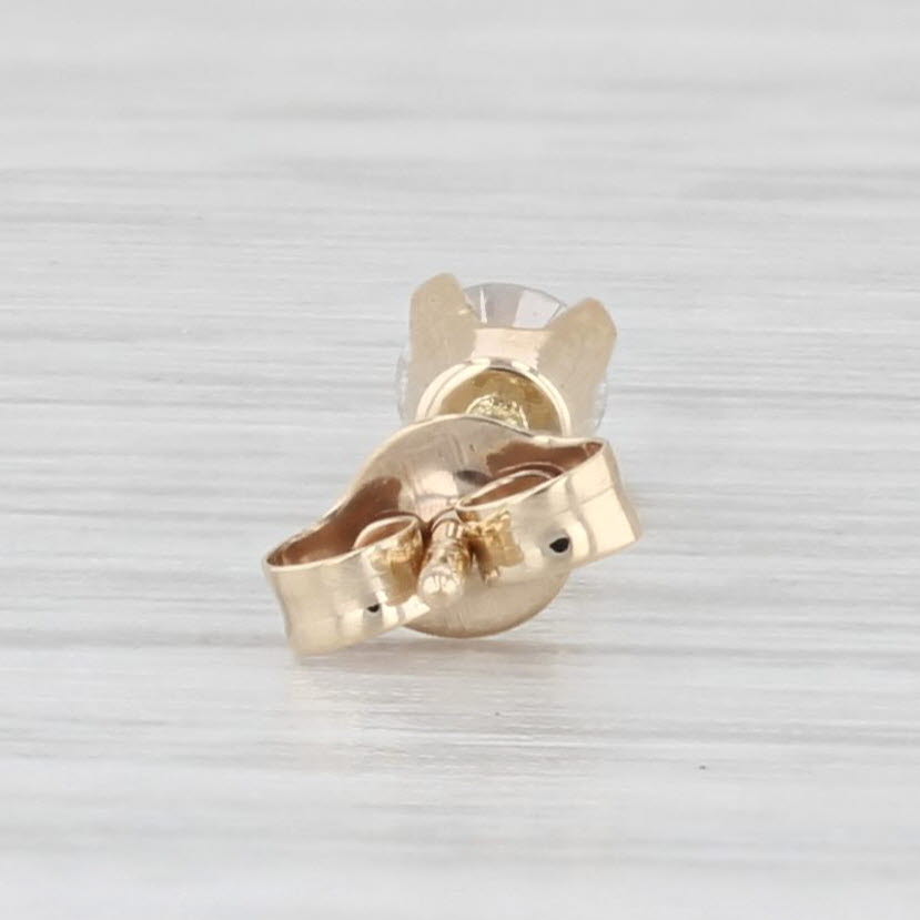 Light Gray Single Round 0.10ct Diamond Solitaire Stud Earring 10k Yellow Gold Pierced Stud
