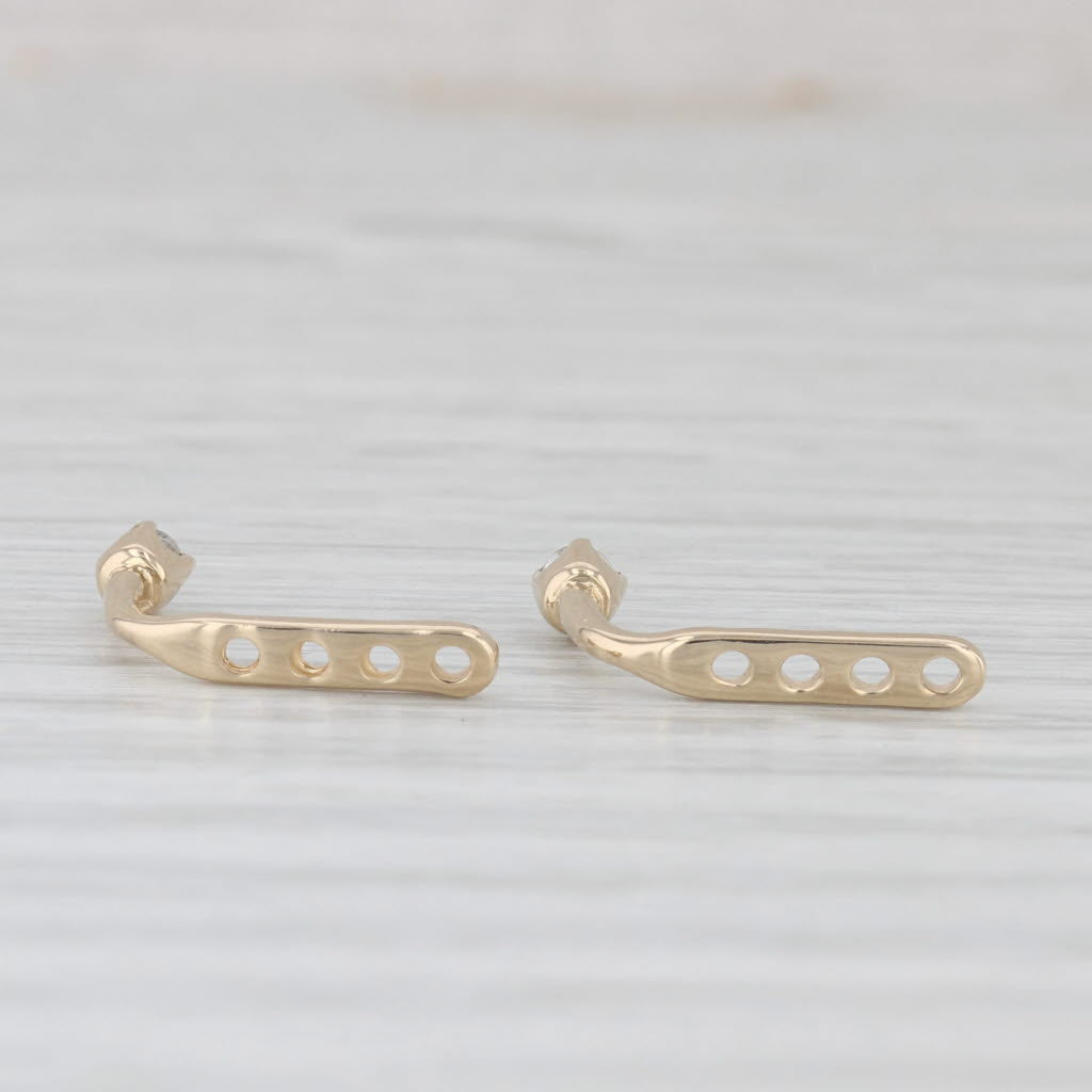 Light Gray Small Diamond Drop Earring Enhancers for Stud Earrings 14k Yellow Gold