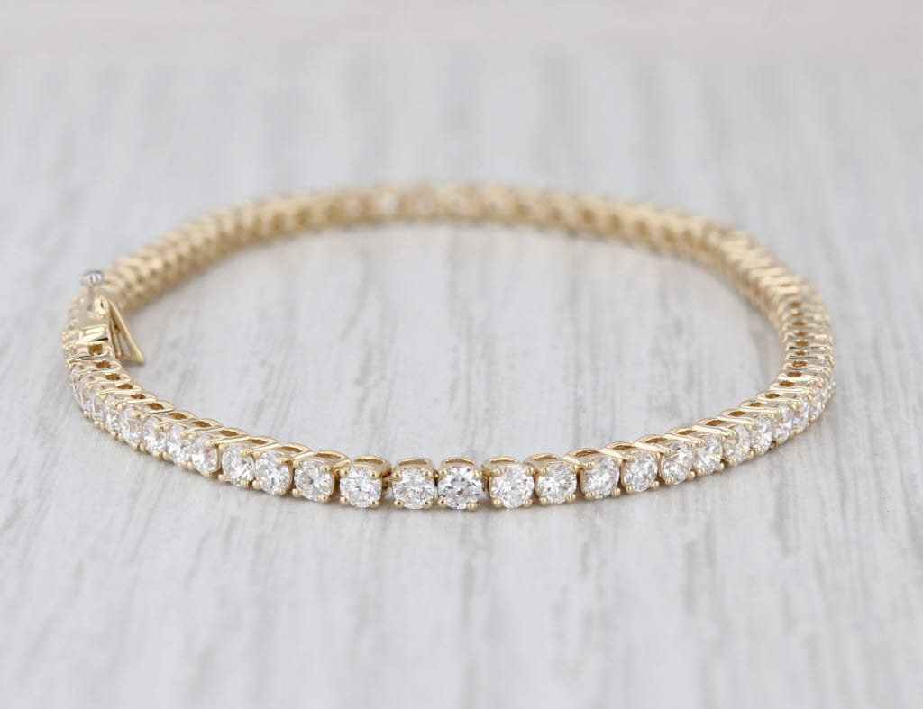 New 3.78ctw Lab Grown Diamond Tennis Bracelet 14k Yellow Gold 7"