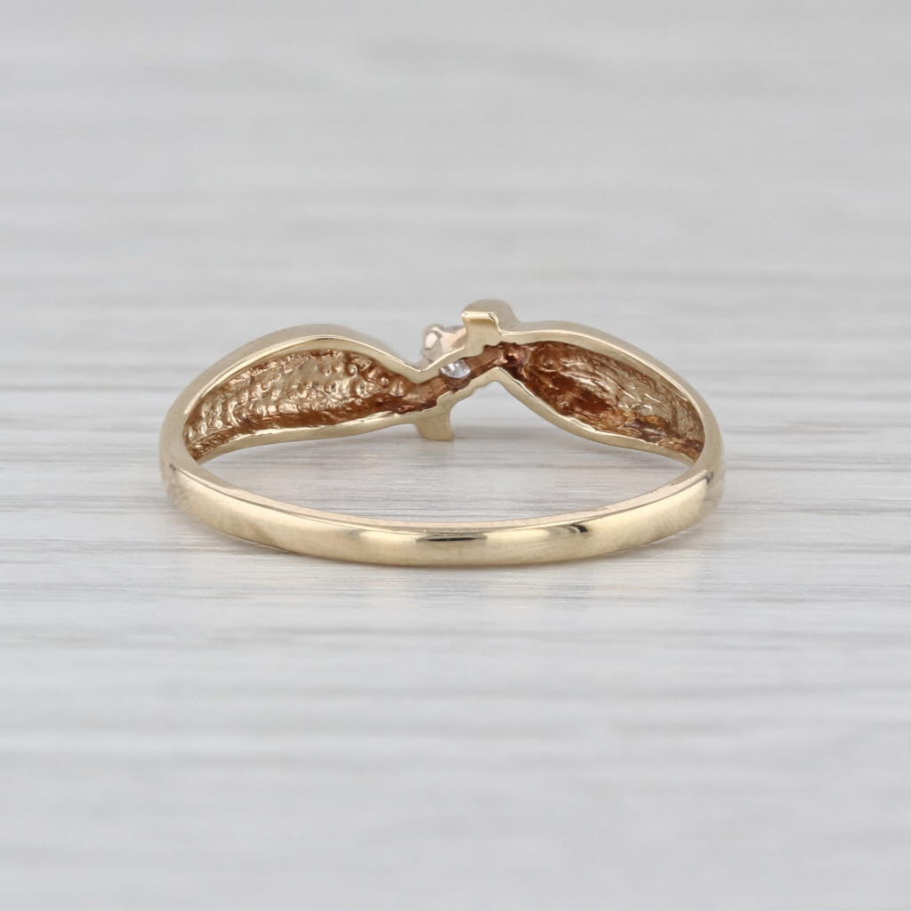 Diamond Solitaire Bypass Ring 10k Yellow Gold Size 7 Stackable