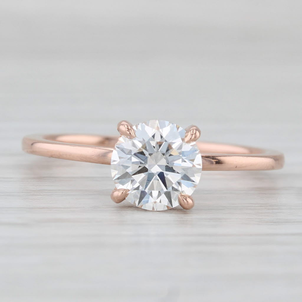 Light Gray Brilliant Earth 1.85ctw Round Lab Grown Diamond Solitaire Ring 14k Rose Gold Box