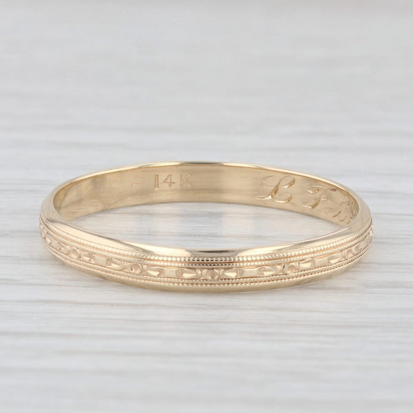Vintage 14K Yellow Gold Engraved Floral Pattern Wedding Band Size 13.25 Ring