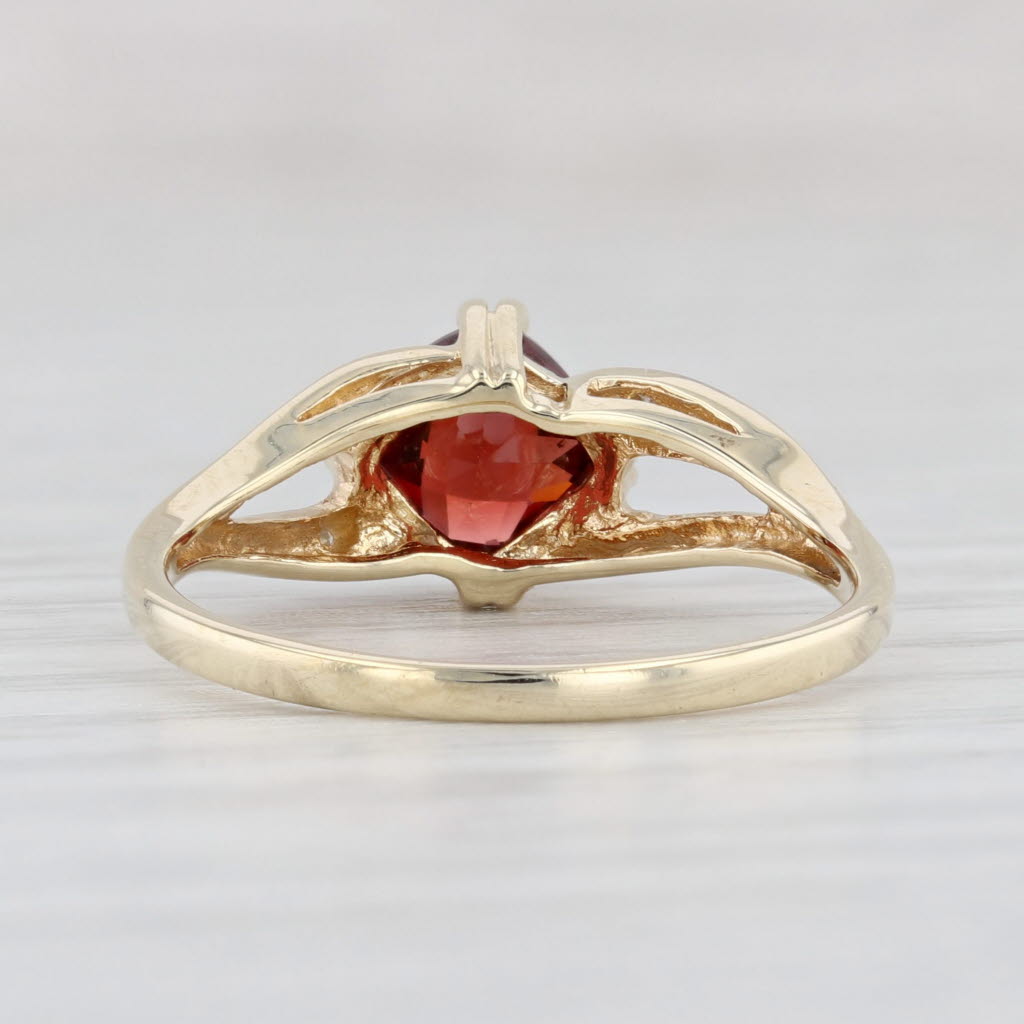 Light Gray 1ct Garnet Diamond Ring 10k Yellow Gold Size 7.25 Cushion Cut Solitaire