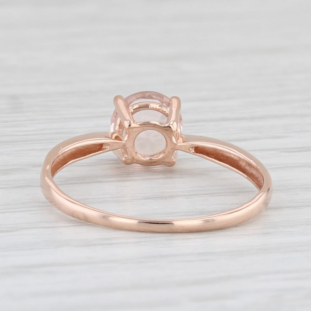 Light Gray 1ct Peach Pink Morganite Ring 10k Rose Gold Size 8.25 Round Solitaire Engagement