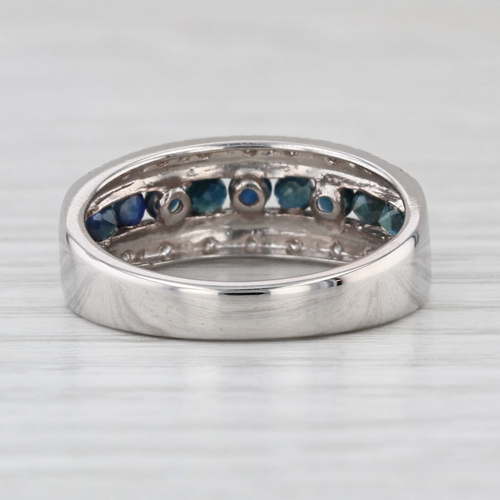 0.86ctw Blue Sapphire Diamond Ring 14k White Gold Size 7.25 Wedding Anniversary
