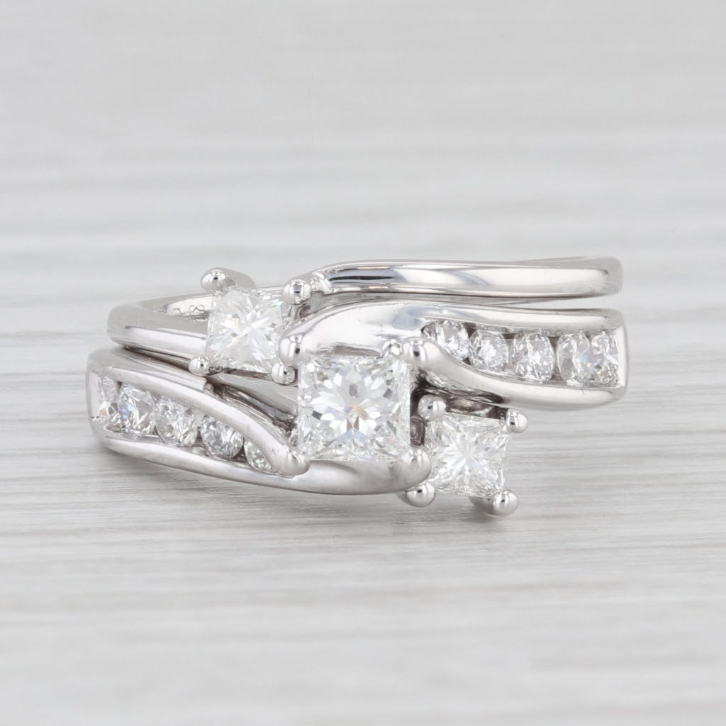 Light Gray 0.91ctw Diamond Engagement Ring Wedding Band Jacket Bridal Set 14k Gold Size 5