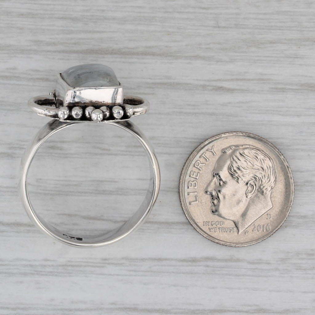 Gray Labradorite Moonstone Ring Sterling Silver Size 8.75