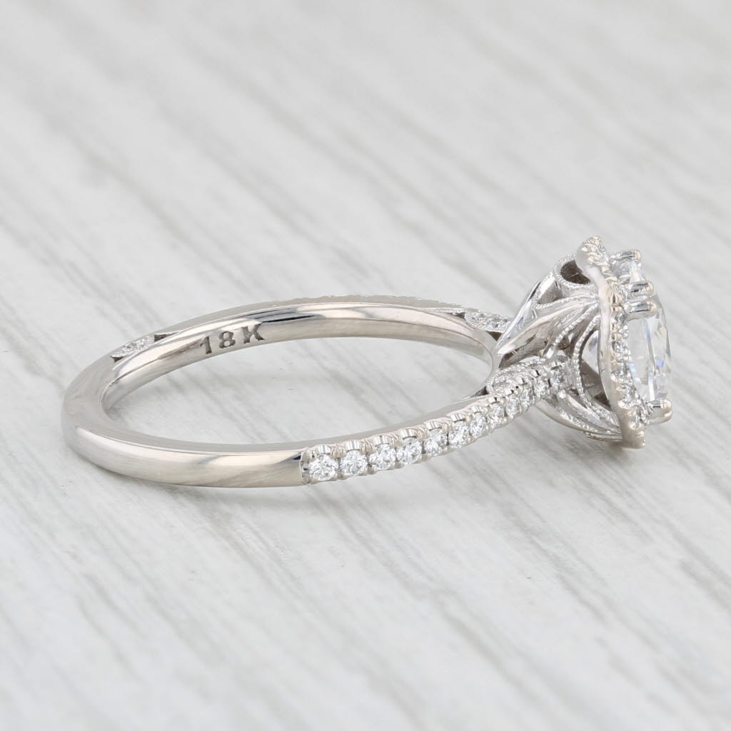 Light Gray New Halo Semi Mount Engagement Ring Diamond 18k Gold Certificate Sz 6.5 Tacori