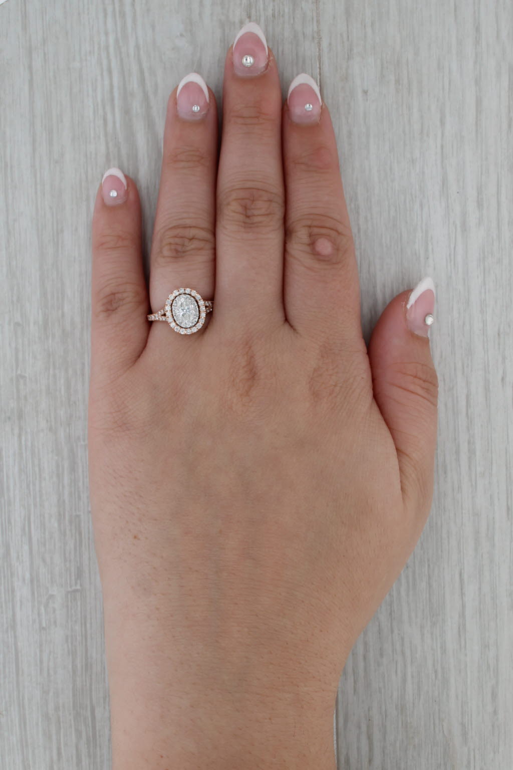 Neil Lane 1.32ctw Diamond Halo Engagement Ring 14k Rose White Gold Size 6.75