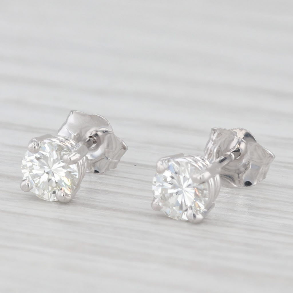 Light Gray New 0.47ctw Diamond Stud Earrings 14k White Gold Round Solitaire Studs
