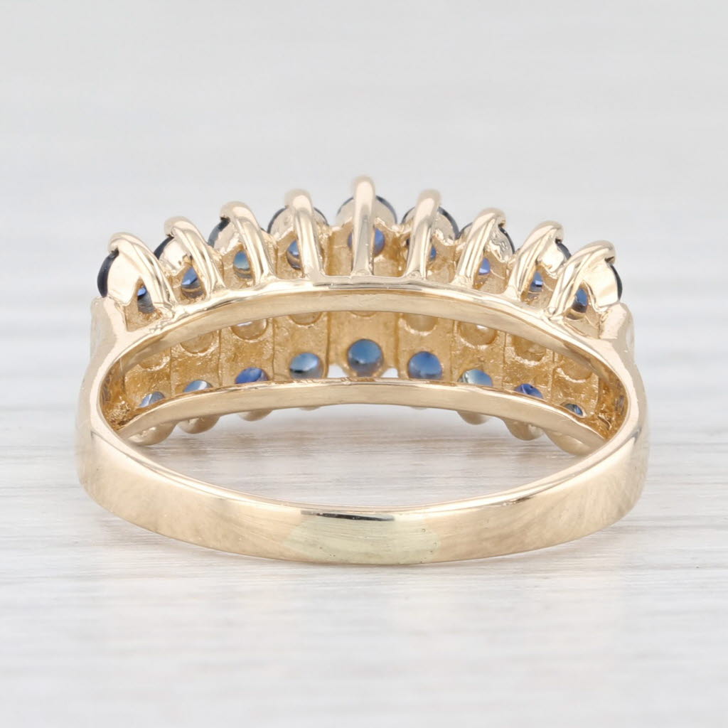 Light Gray 1.03ctw Blue Sapphire Diamond Tiered Pyramid Ring 14k Yellow Gold Size 5.5