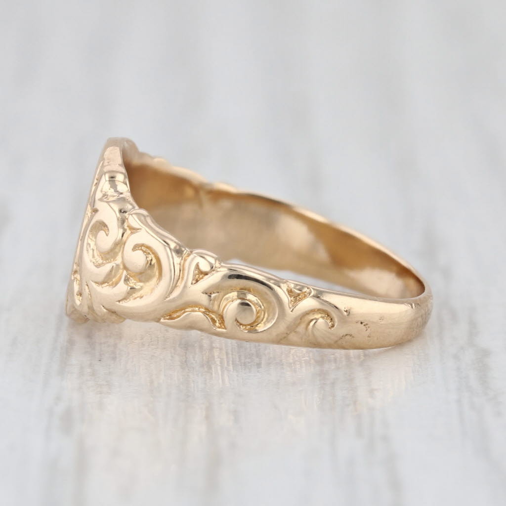 Antique Engraved Initial A Signet Ring 14k Yellow Gold Size 5