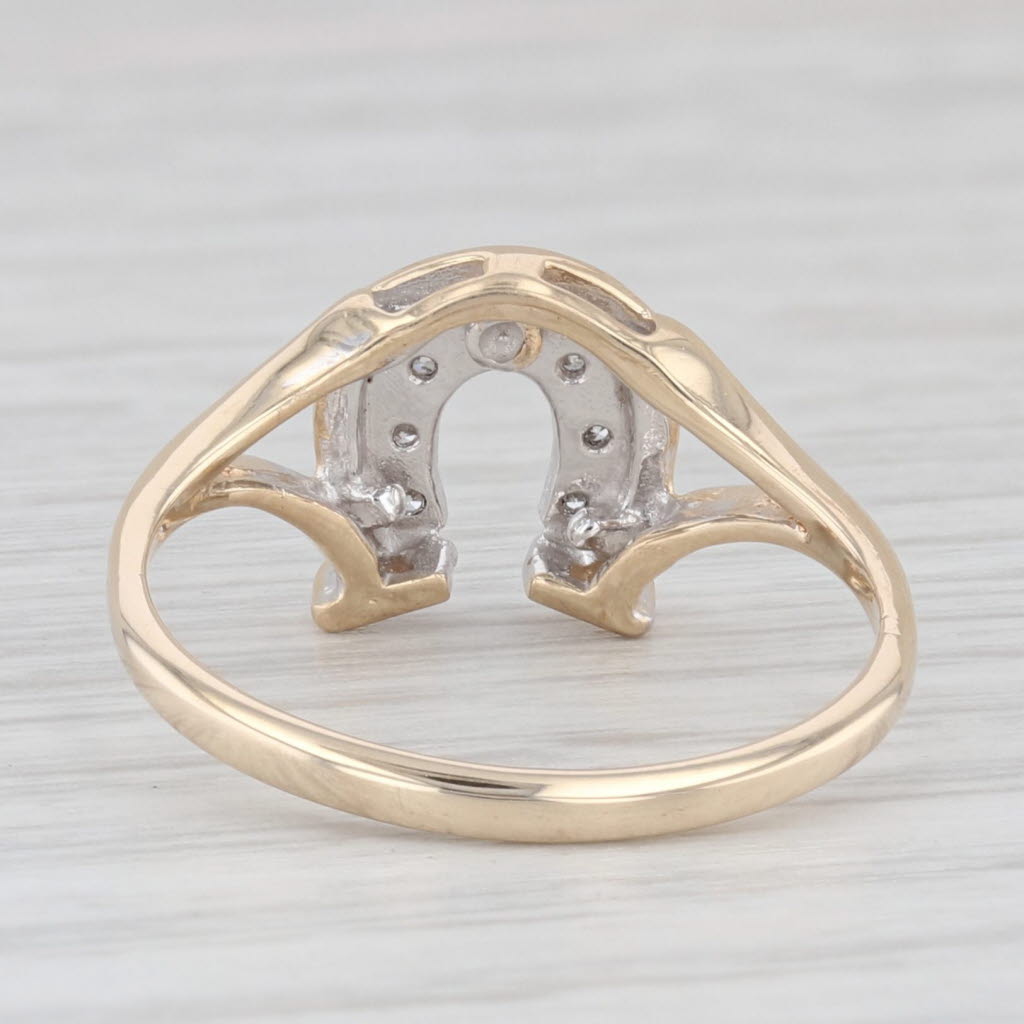Light Gray Diamond Horseshoe Ring 10k Yellow Gold Size 7 Western Good Luck