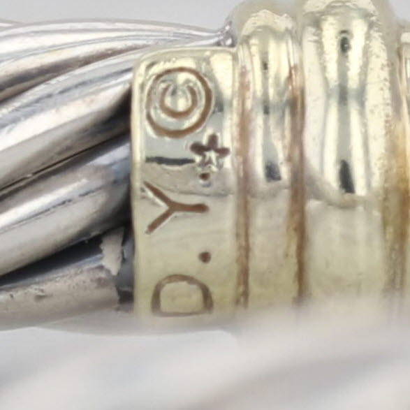 6.5" Cable Bangle Bracelet Sterling Silver 14k Gold Hook Clasp 7.3mm