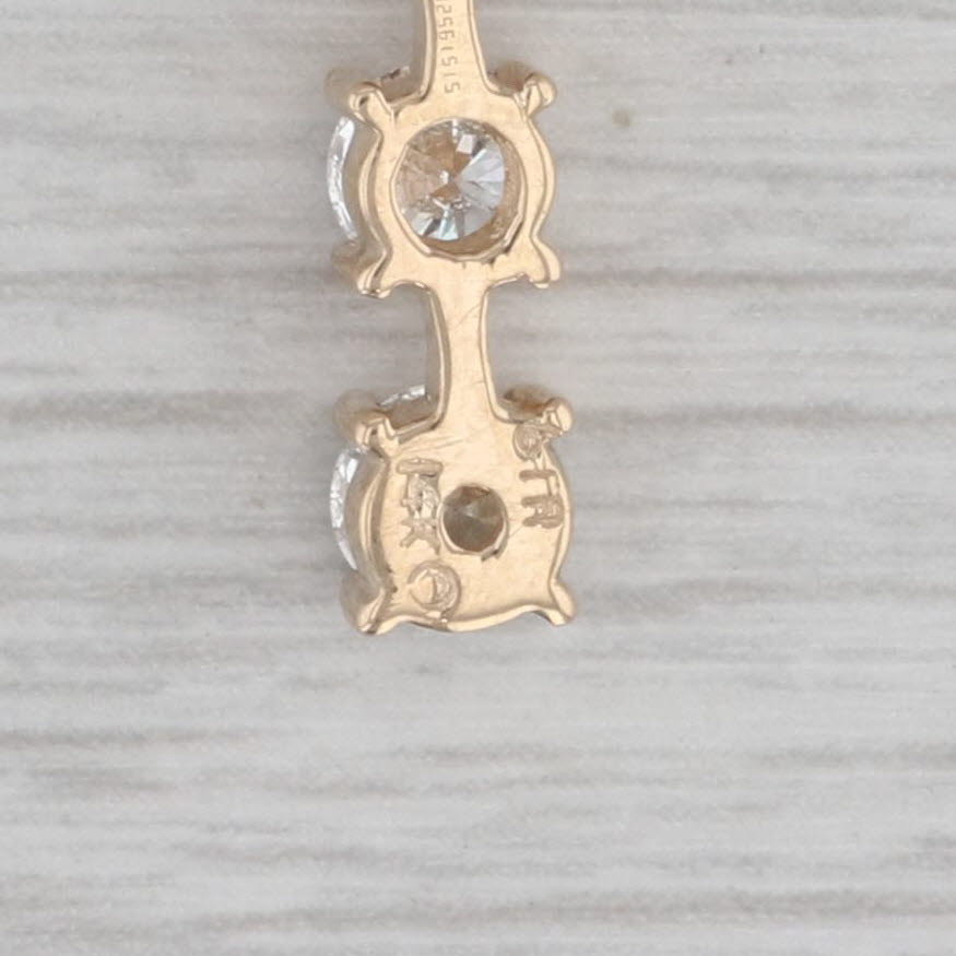 Gray 1ctw Diamond 3-Stone Journey Pendant Necklace 14k Yellow Gold 18" Box Chain