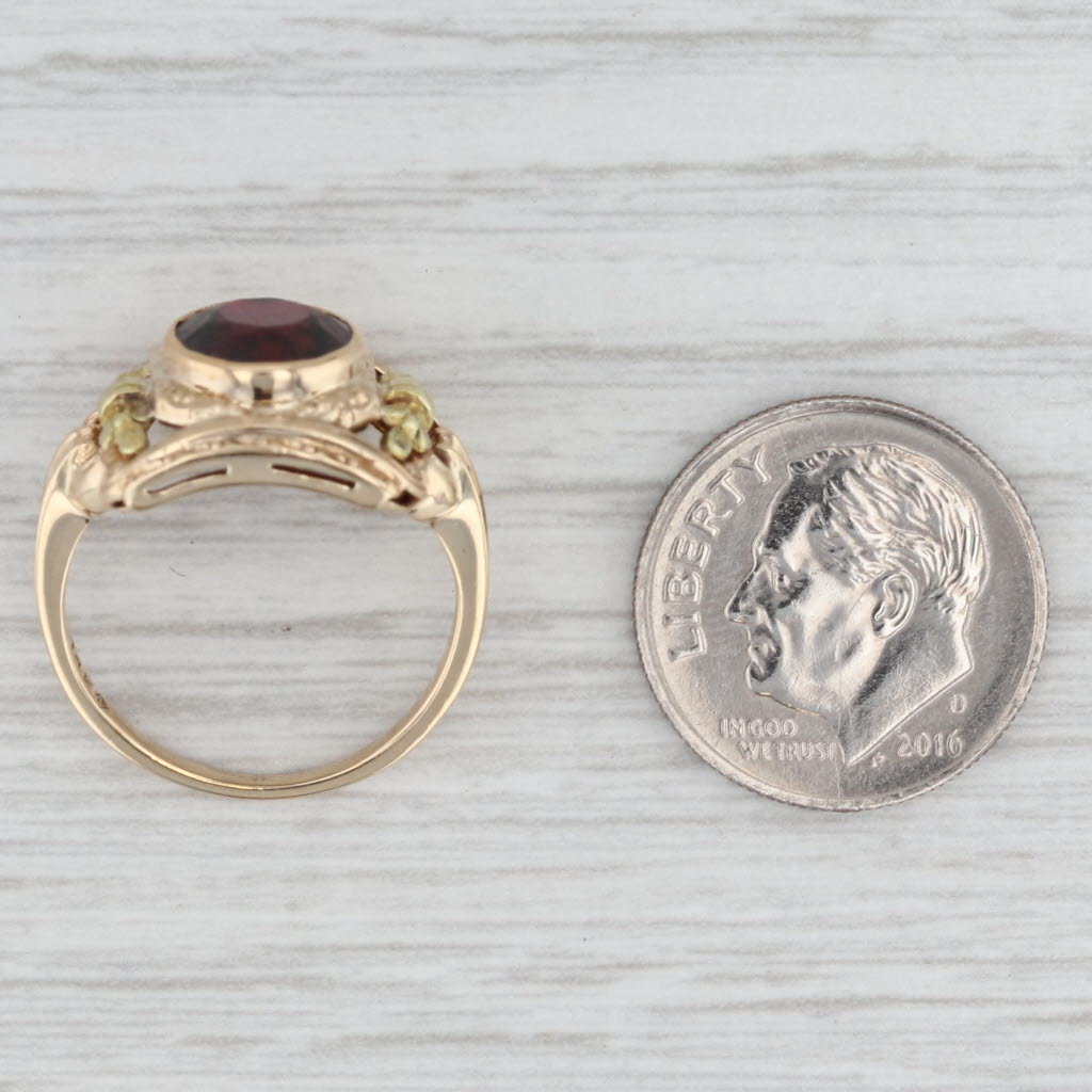 Light Gray Vintage 2.20ct Garnet Solitaire Ring 14k Yellow Gold Size 5.5