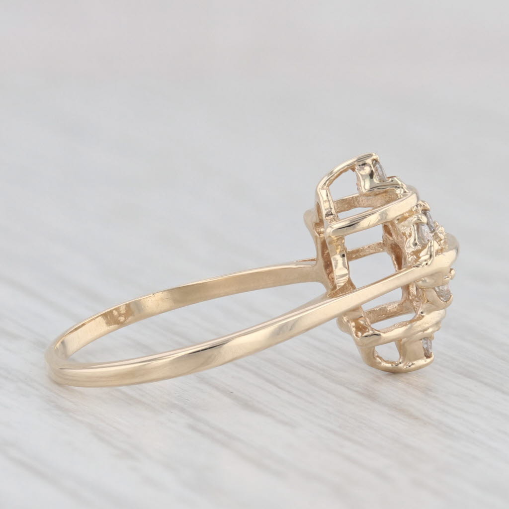 Light Gray 0.12ctw Diamond Cluster Ring 14k Yellow Gold Size 6