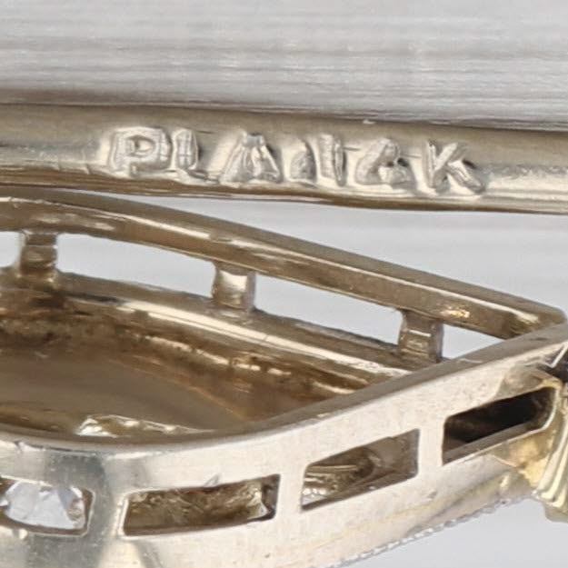 Antique 0.13ctw Diamond Lab Created Sapphire Stickpin 14k Gold Platinum