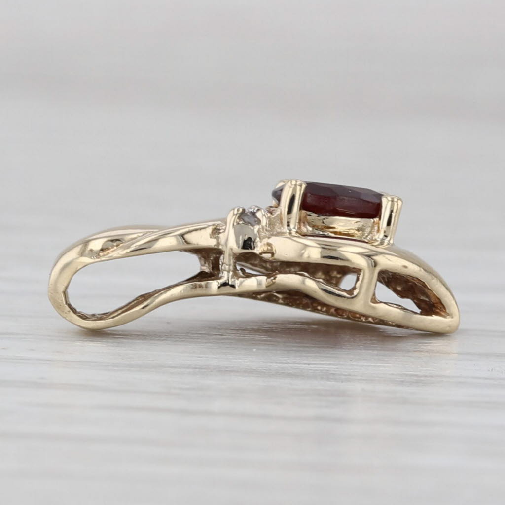 Light Gray 0.50ct Garnet Drop Pendant 10k Yellow Gold Diamond Accent