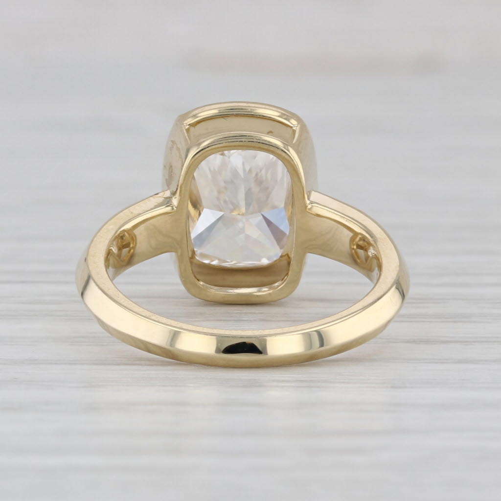 IGI 4ct Lab Grown Cushion Solitaire Engagement Ring 14k Yellow Gold Size 6