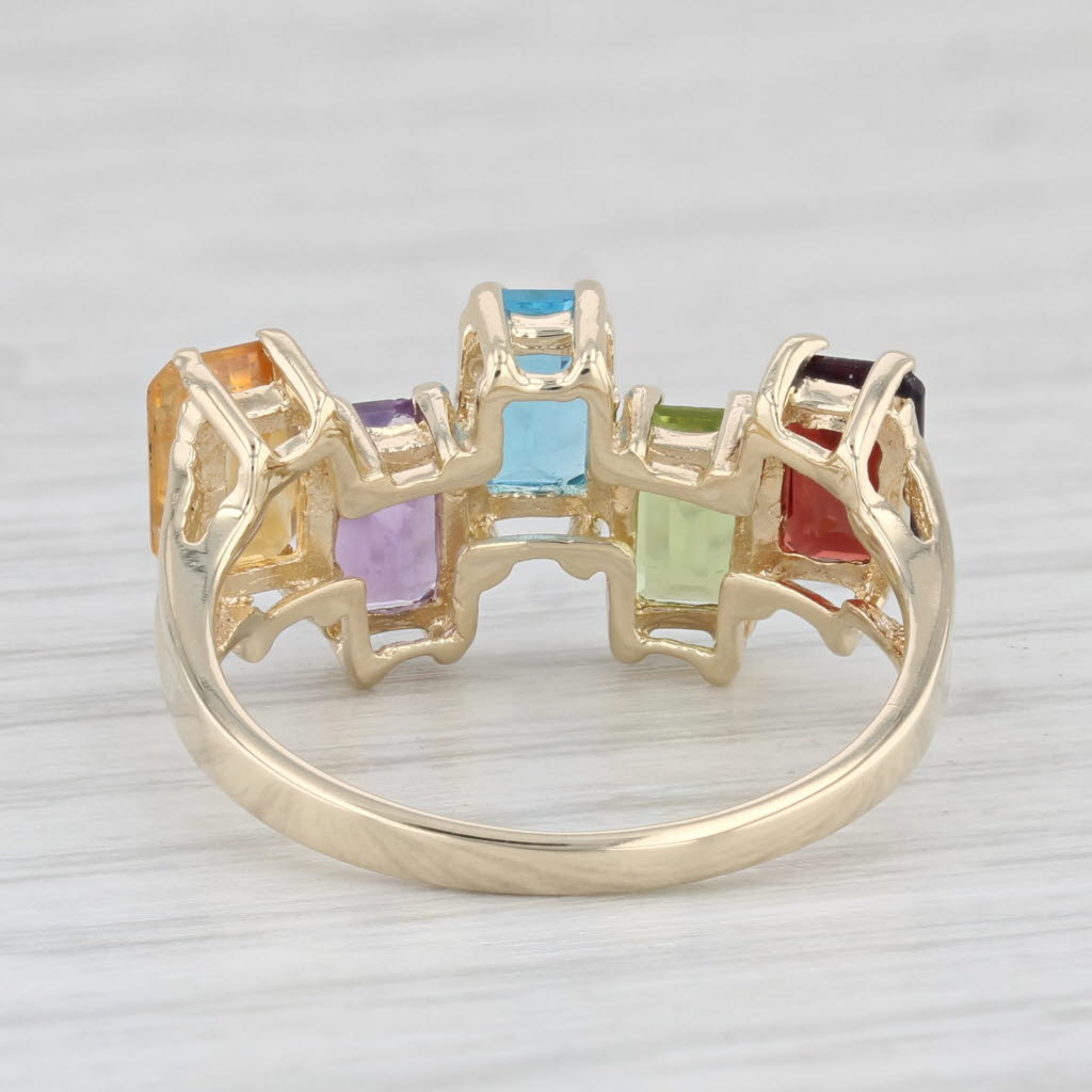Light Gray 3.22ctw Gemstone Ring 10k Gold Size 7.25 Garnet Peridot Topaz Citrine Amethyst