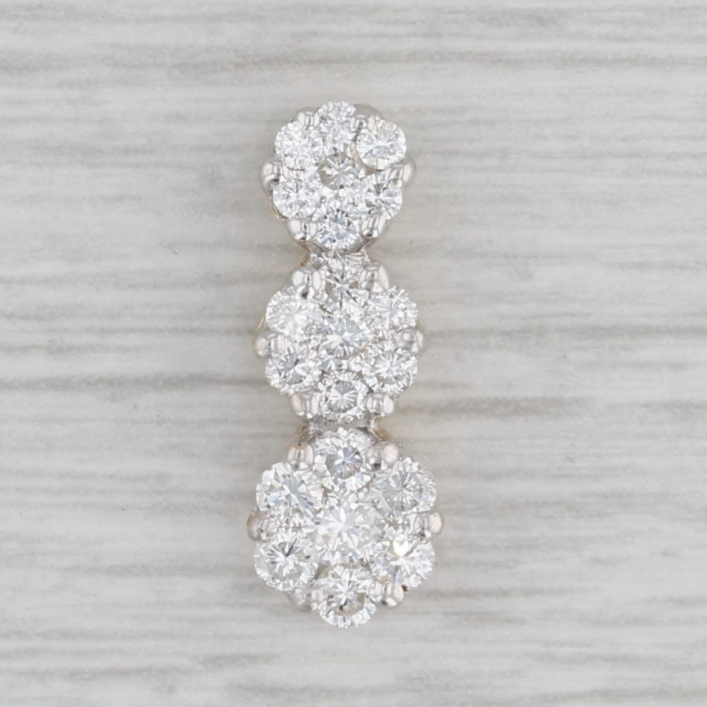 Gray 0.76ctw Diamond Clusters Journey Pendant 14k Yellow Gold