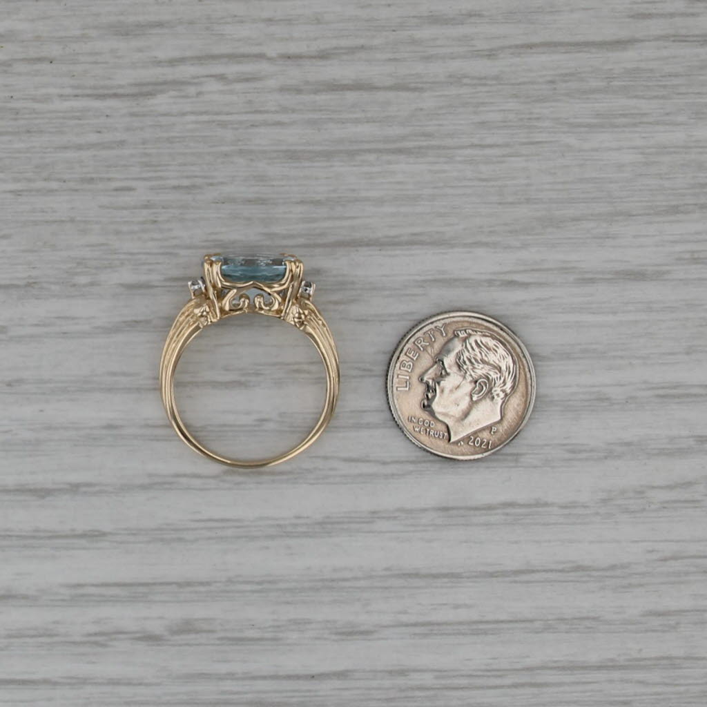 3.83ctw Oval Aquamarine Diamond Ring 14k Yellow Gold Size 8