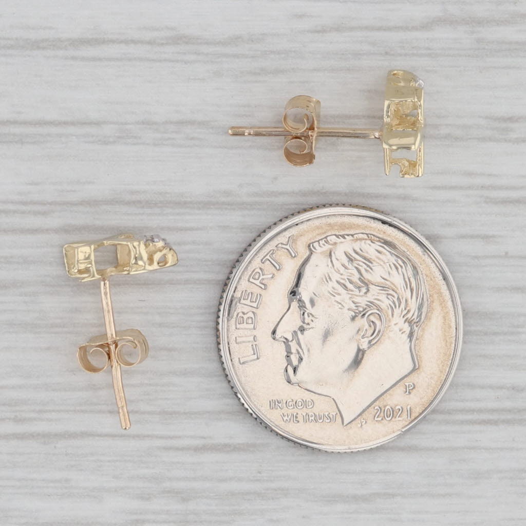 Gray XO Stud Earrings 10k Yellow Gold Diamond Accents