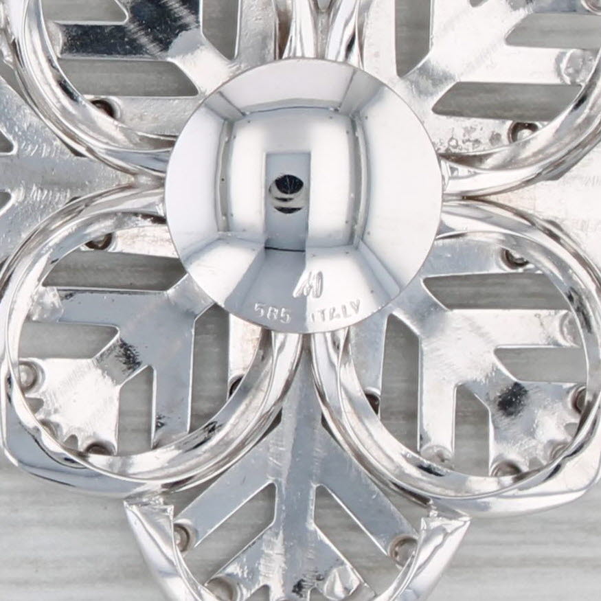 Gray Snowflake Flower Pendant 14k White Gold Statement