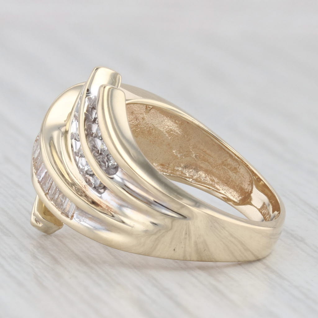 Light Gray 0.47ctw Diamond Bypass Ring 10k Yellow Gold Size 6