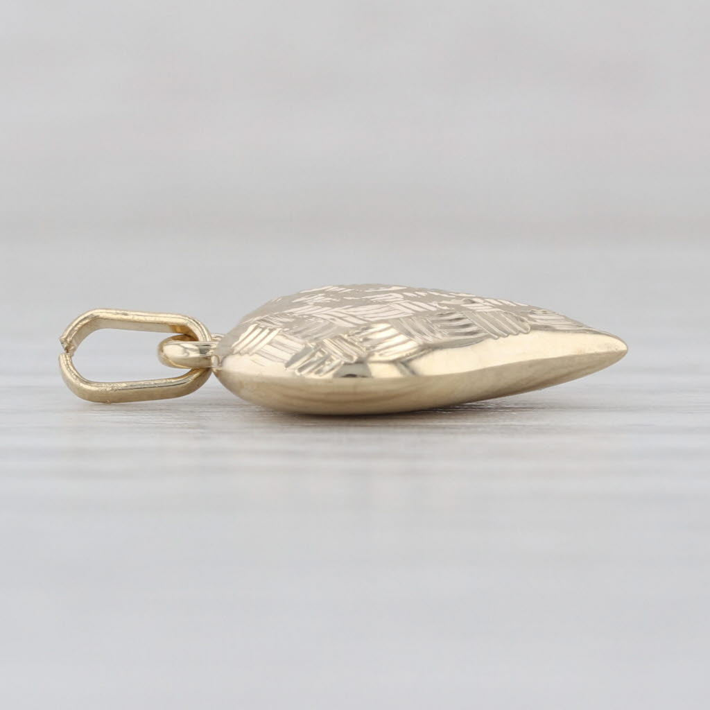 Crosshatch Pattern Puffy Heart Pendant 14k Yellow Gold Small Charm