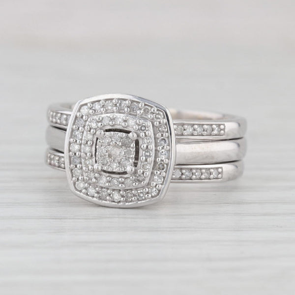 0.40ctw Diamond Halo Engagement Ring Wedding Bands Soldered Bridal Set 10k Gold