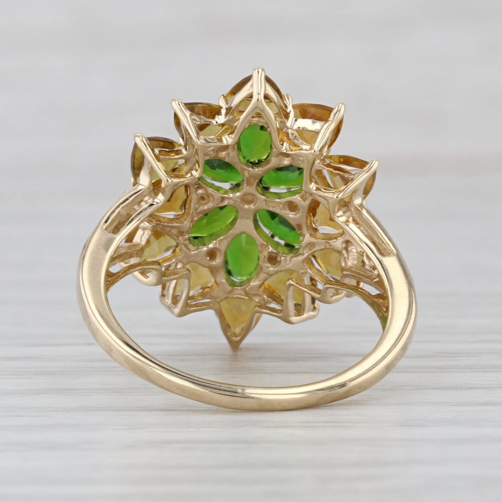 3.05ctw Green Chrome Diopside Yellow Apatite Diamond Ring 10k Gold Cocktail