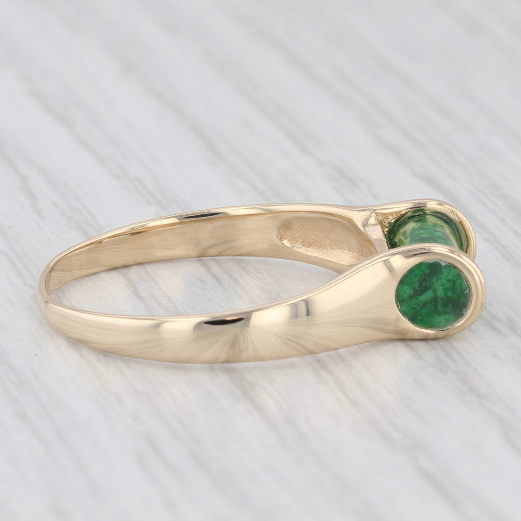 Light Gray Green Maw Sit Sit Solitaire Mid-Century Modern 14K Yellow Gold Ring Size 9.25